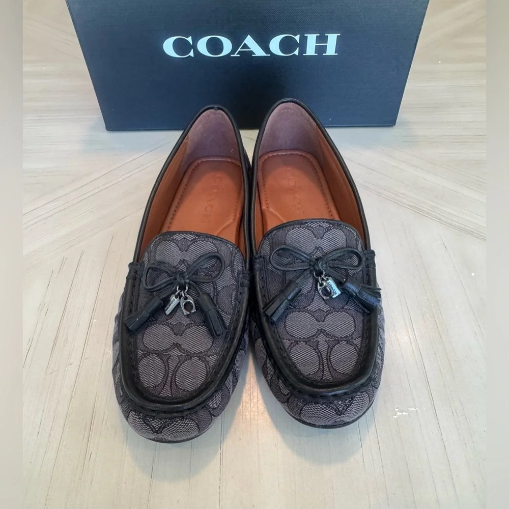 🔥HP🔥 COACH Moira Signature Jacquard Loafers Black/Coal - Size 7.5